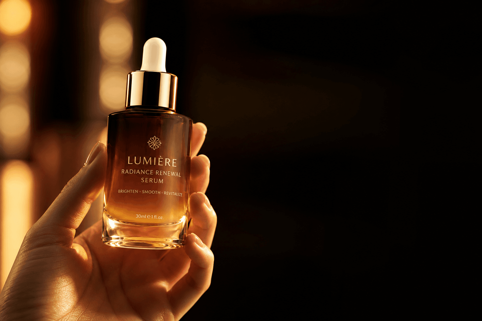 Lumière Radiance Renewal Serum campaign photograph